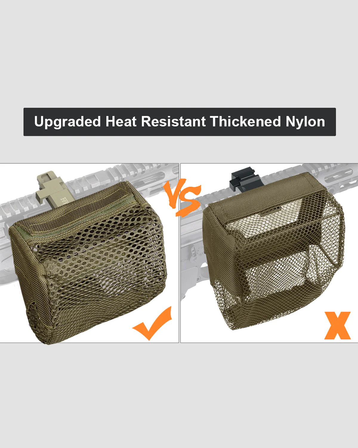 Feyachi SC80 Sand Brass Catcher for AR15 Thickened Nylon Cartridge Casing Shell Catcher Net with Quick Release Zipper, Picatinny Rail Mount