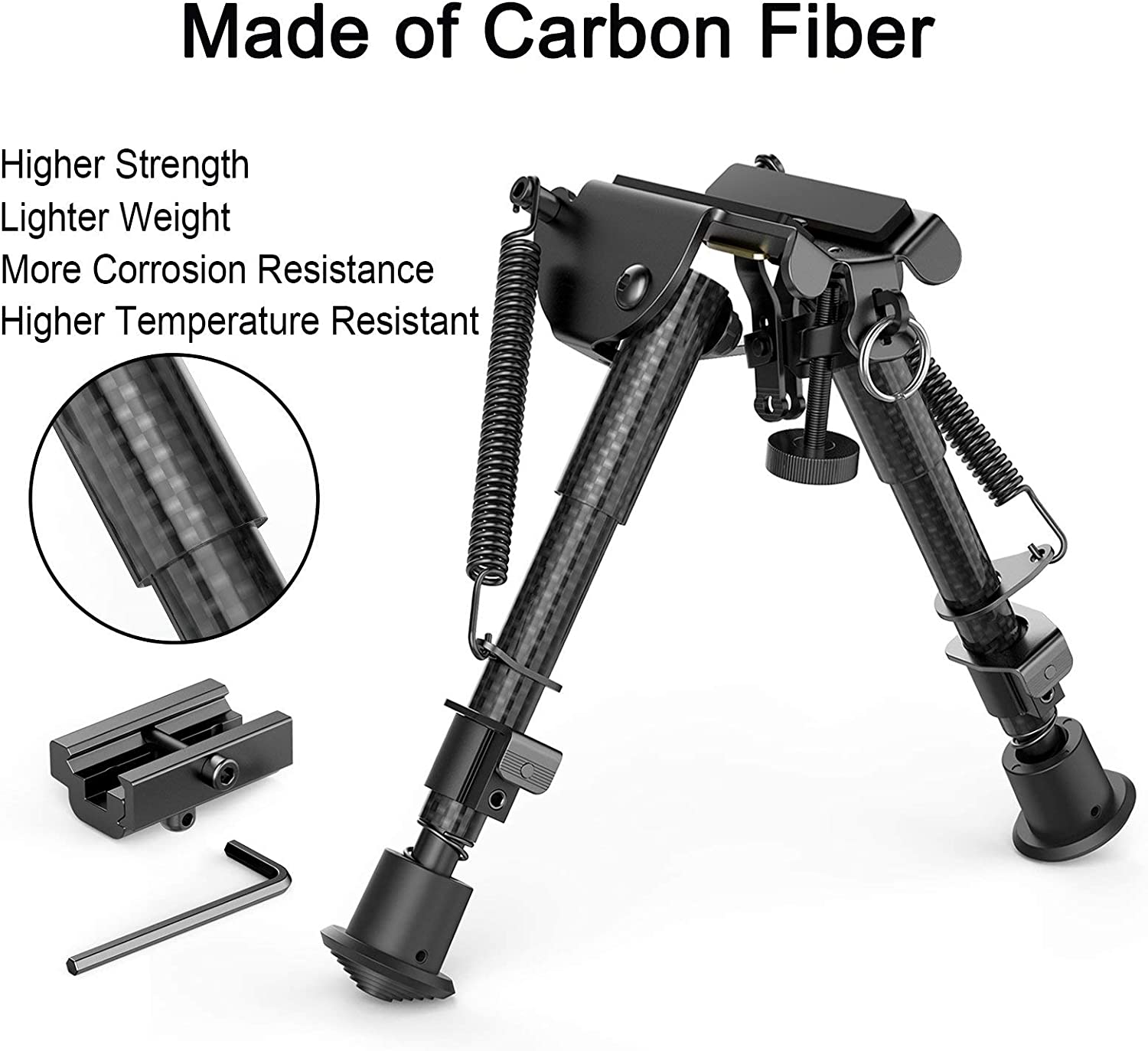Feyachi RB5074 Carbon Fiber Bipod - Rifle Adjustable Mount