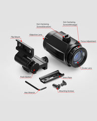 Feyachi M40 3X Red Dot Magnifier with Flip to Side Mount, Focus Adjustment, Windage & Elevation Adjustable, 37/40MM Height