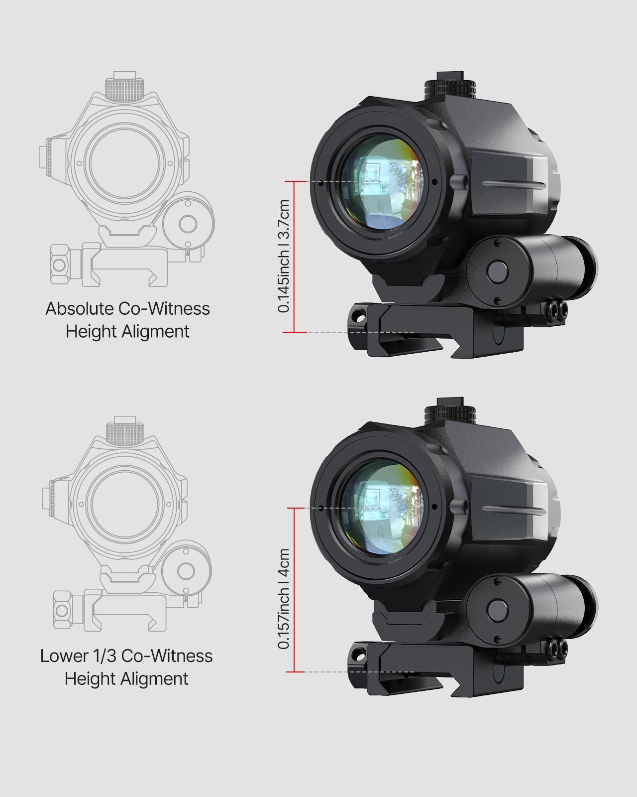Feyachi M40 3X Red Dot Magnifier with Flip to Side Mount, Focus Adjustment, Windage & Elevation Adjustable, 37/40MM Height